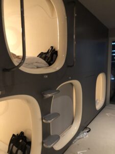 Capsule hotel, Nine Hours Suidobashi, Tokyo (c) Sian Francis-Cox 2024