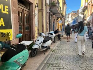 Ayvalik market and scooters, Western Turkey