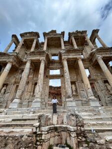 Sian at the library at Ephesus (c) Sian Francis-Cox 2026